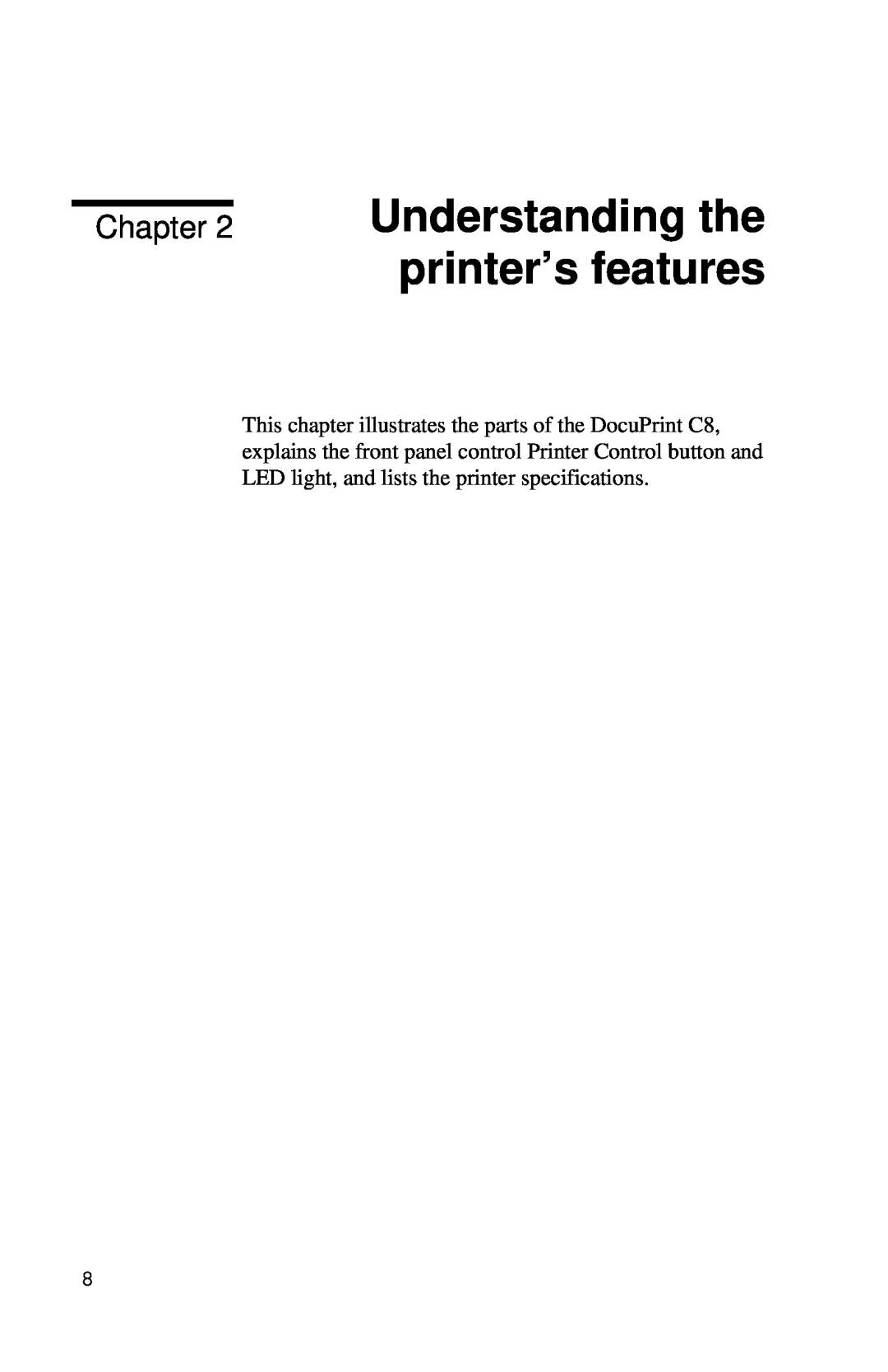 Xerox Inkjet Printer manual Understanding the printer’s features, Chapter 