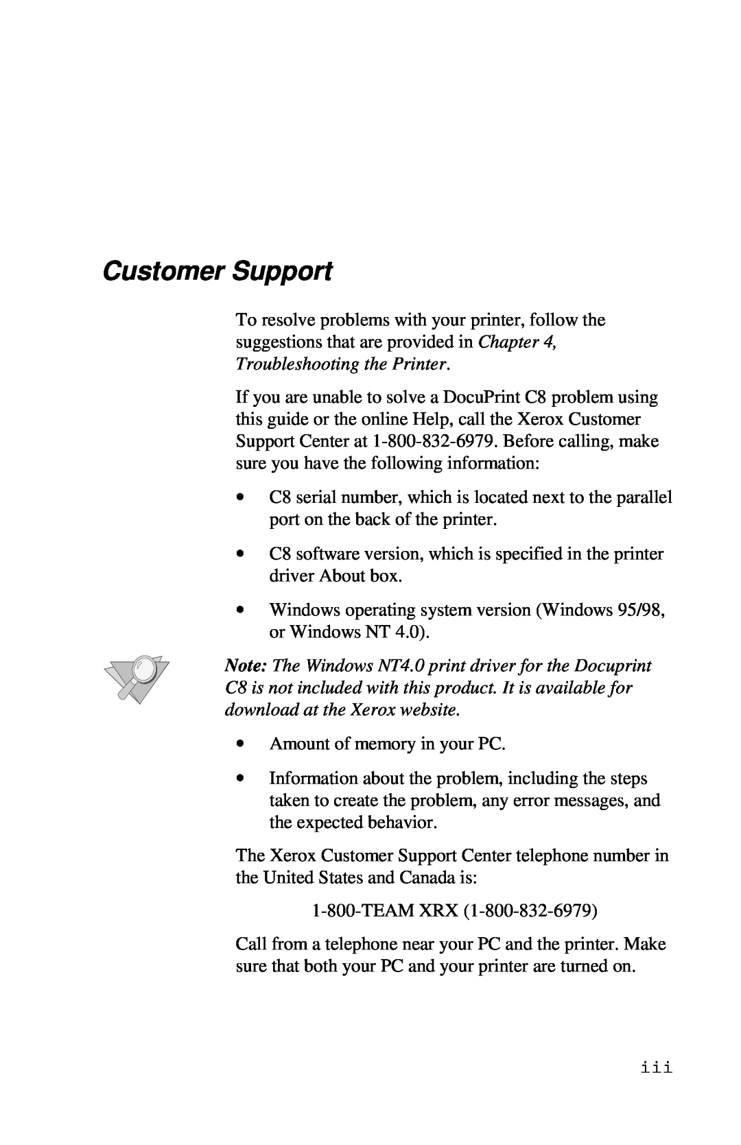 Xerox Inkjet Printer manual Customer Support 