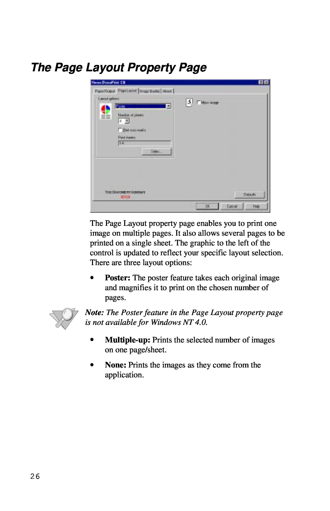 Xerox Inkjet Printer manual The Page Layout Property Page 