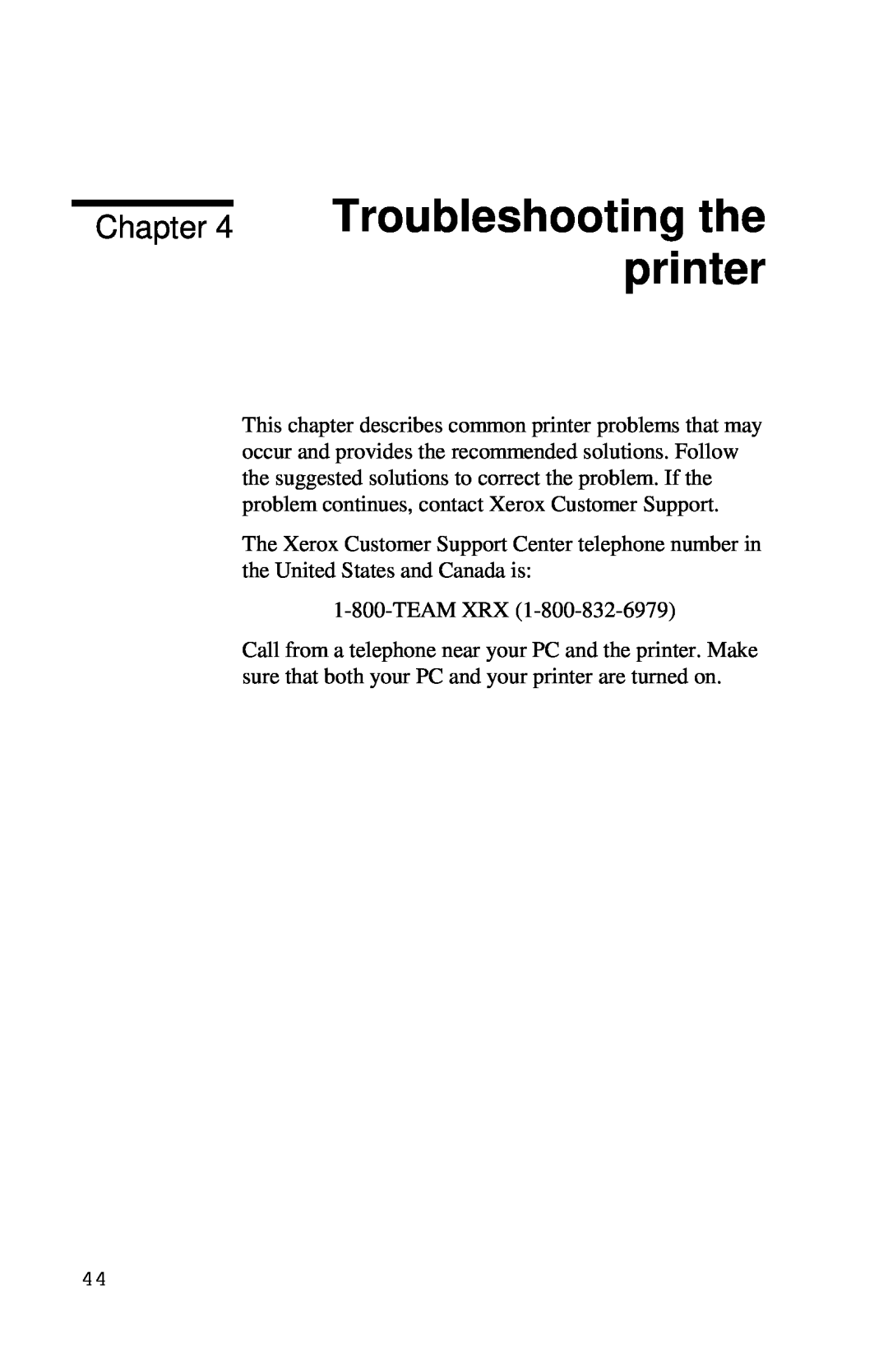 Xerox Inkjet Printer manual Troubleshooting the printer, Chapter 
