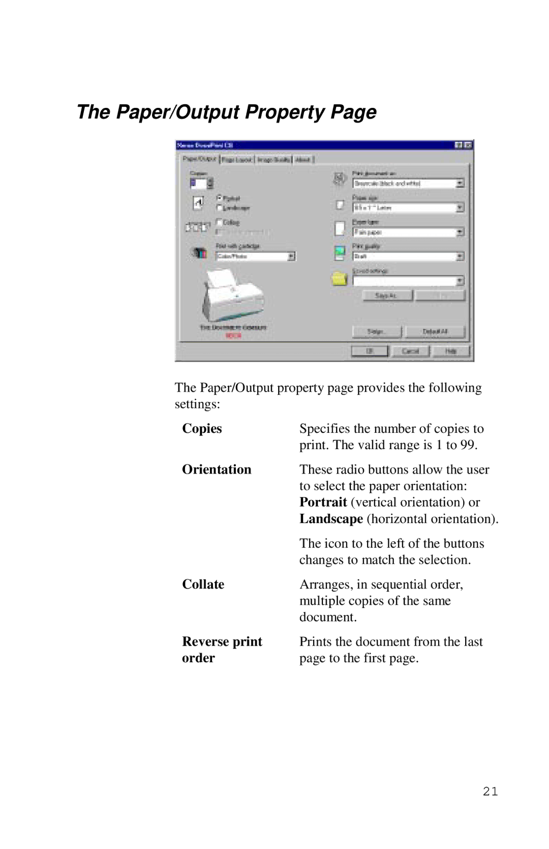 Xerox Inkjet Printer manual Paper/Output Property 