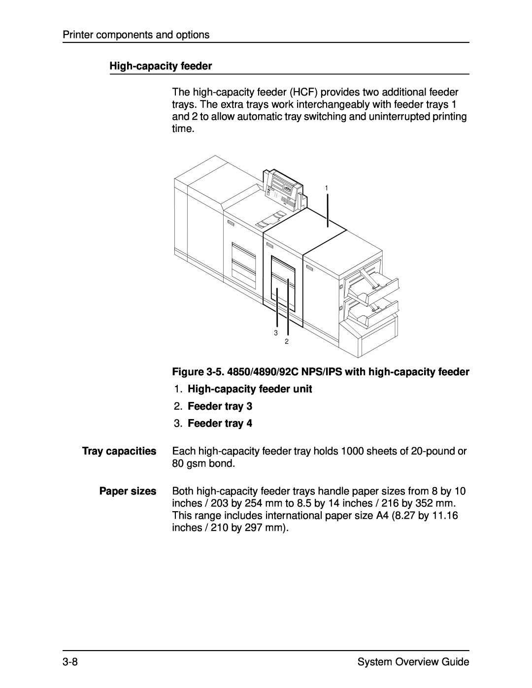 Xerox 92C, IPS, NPS, 4890, 4850 manual High-capacityfeeder unit 2.Feeder tray 