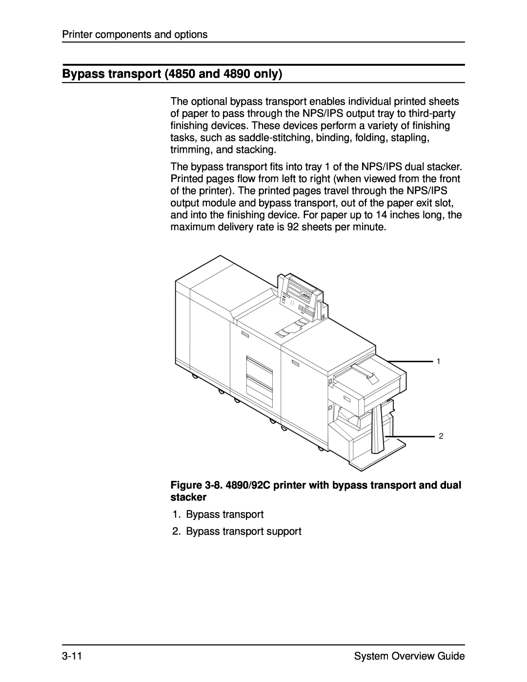 Xerox IPS, NPS, 92C manual Bypass transport 4850 and 4890 only 