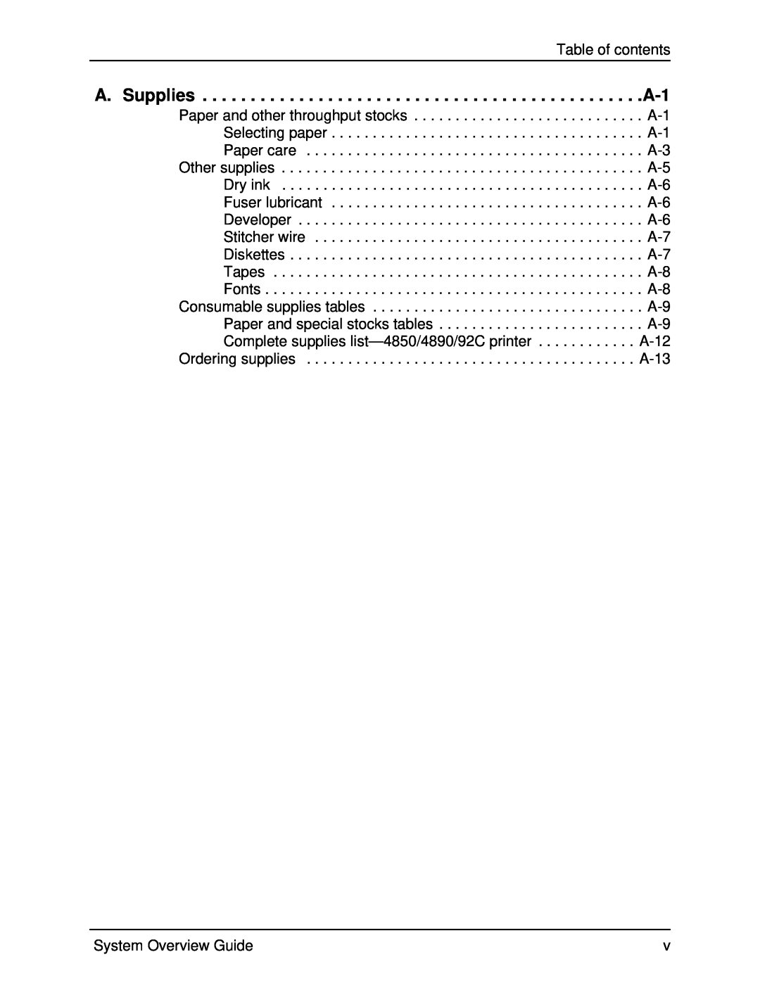 Xerox IPS, NPS, 4890, 4850, 92C manual Table of contents 