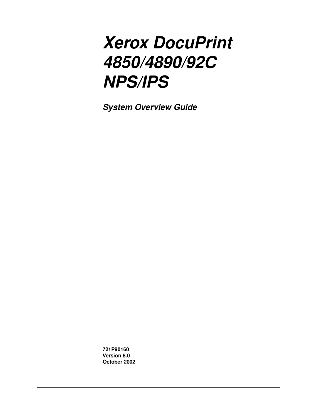 Xerox NPS, IPS, 4890, 4850, 92C manual Nps/Ips 