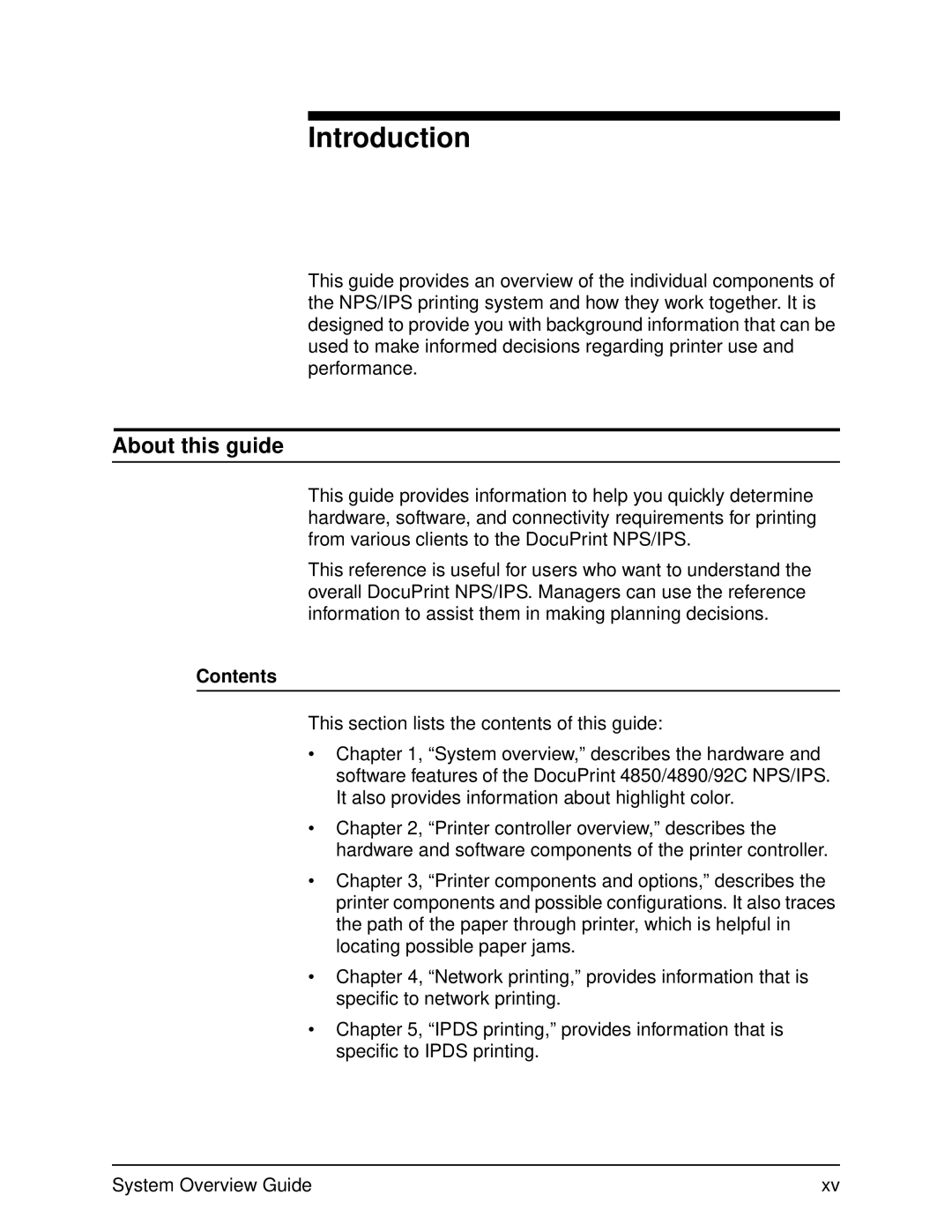 Xerox IPS, NPS, 4890, 4850, 92C manual Introduction, About this guide, Contents 