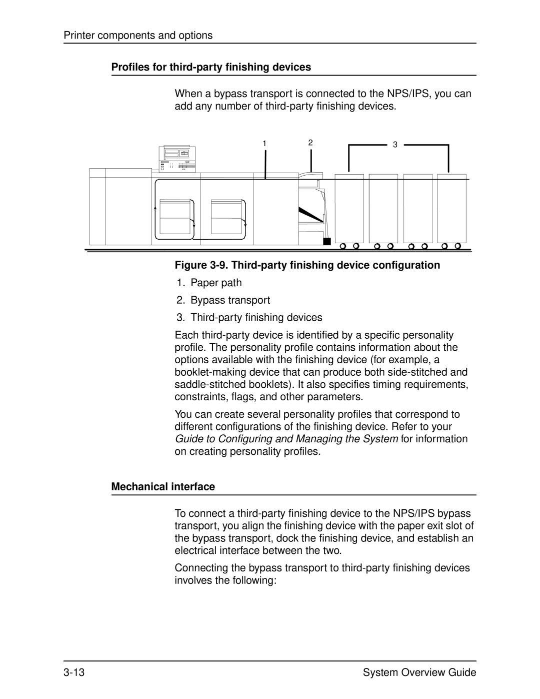 Xerox 92C, IPS, NPS, 4890, 4850 manual Profiles for third-party finishing devices, Mechanical interface 