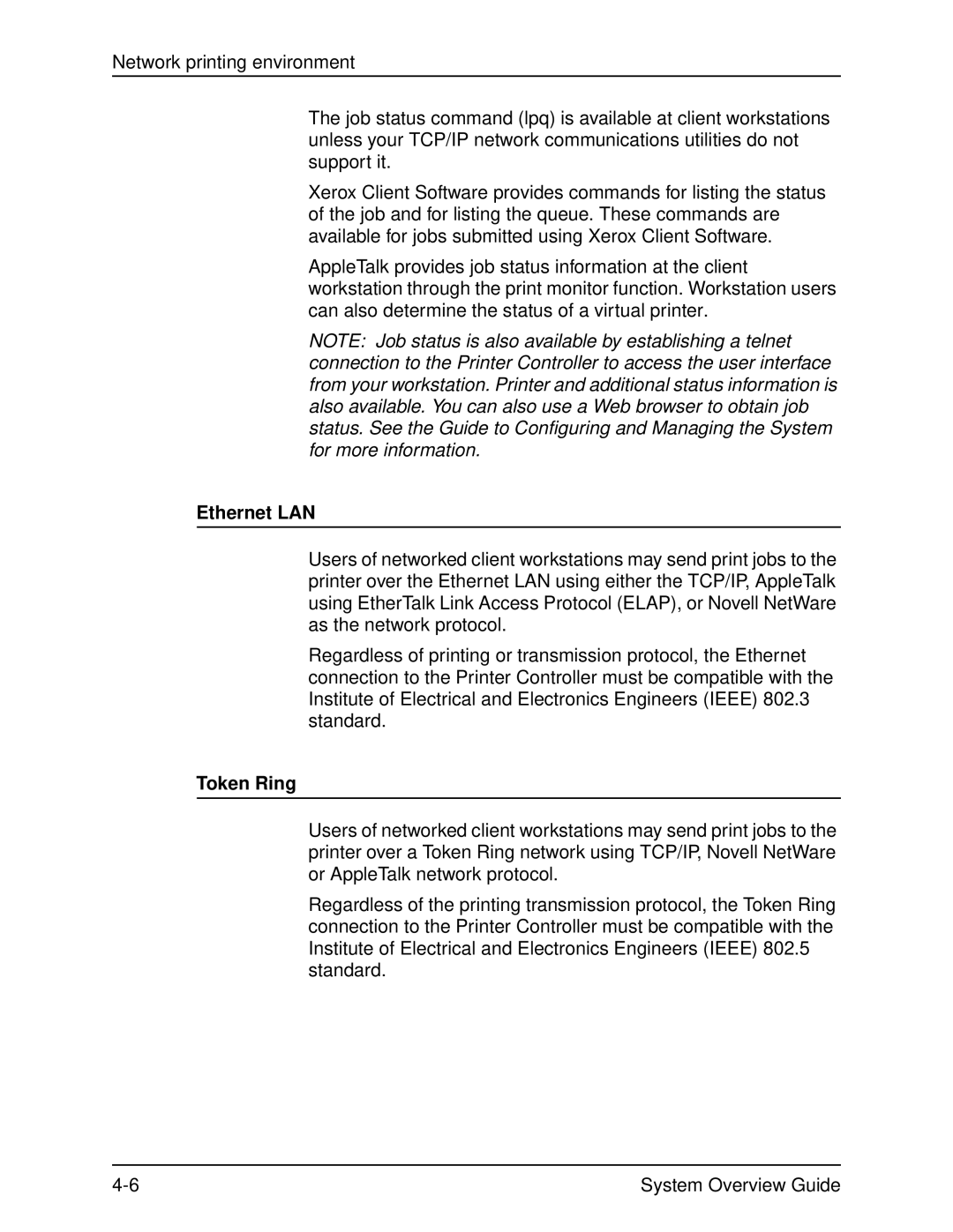 Xerox IPS, NPS, 4890, 4850, 92C manual Ethernet LAN, Token Ring 