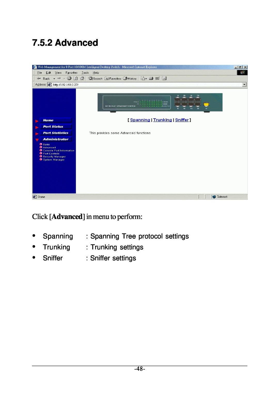 Xerox KS-801 operation manual Click Advanced in menu to perform 
