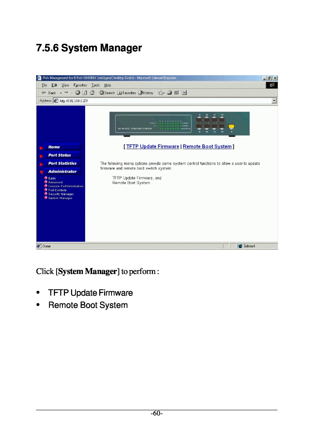 Xerox KS-801 operation manual System Manager, TFTP Update Firmware Remote Boot System 