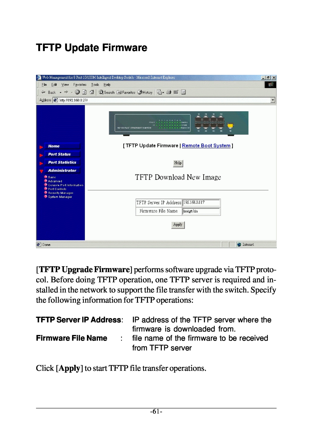Xerox KS-801 operation manual TFTP Update Firmware 