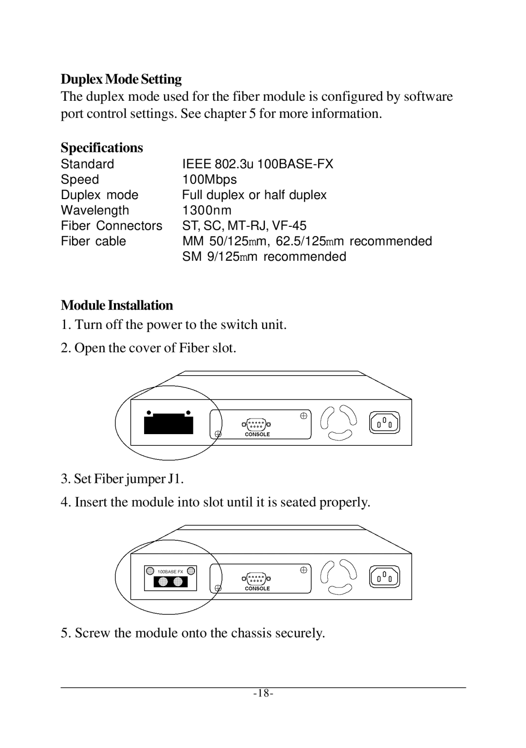 Xerox KS-801 operation manual Duplex Mode Setting, Specifications, Module Installation 