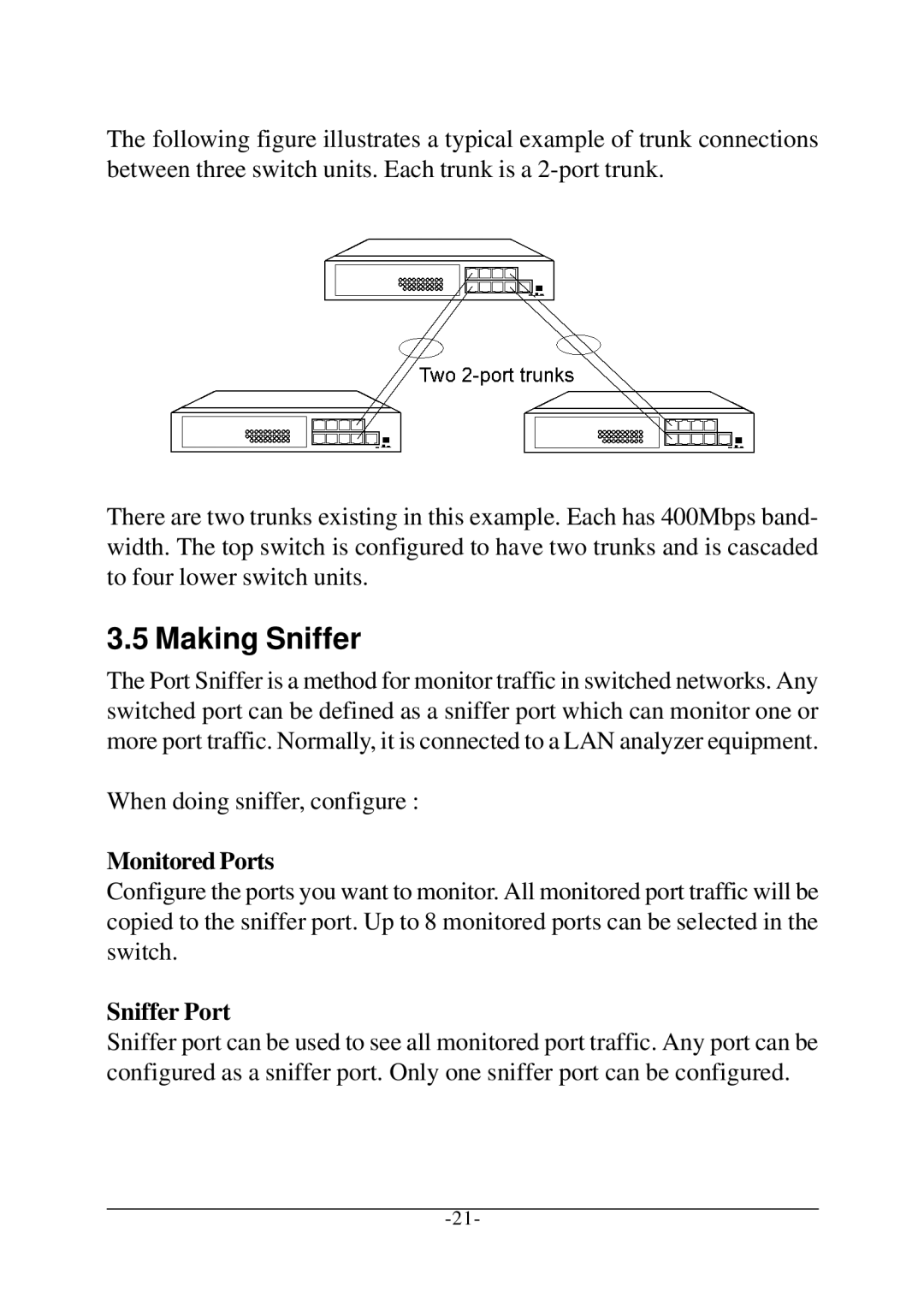 Xerox KS-801 operation manual Making Sniffer, When doing sniffer, configure, Monitored Ports, Sniffer Port 