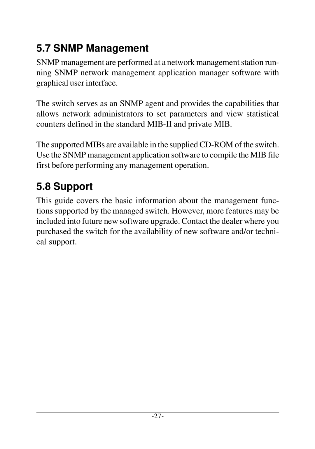 Xerox KS-801 operation manual Snmp Management, Support 