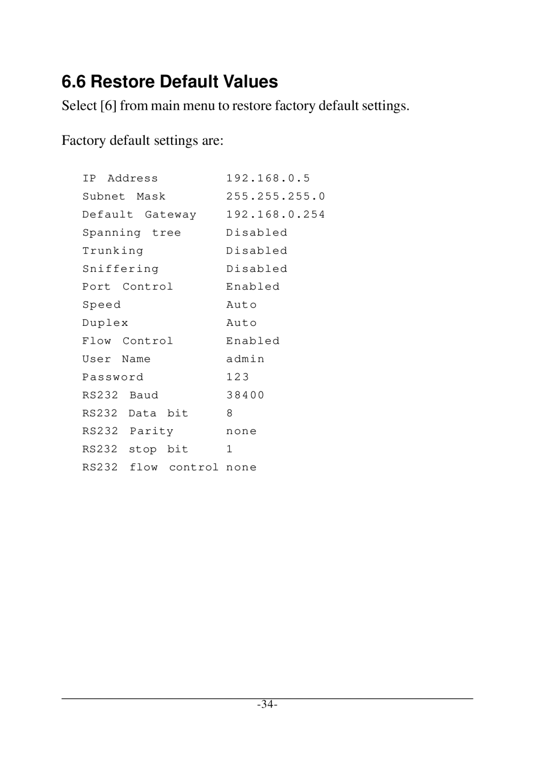 Xerox KS-801 operation manual Restore Default Values 