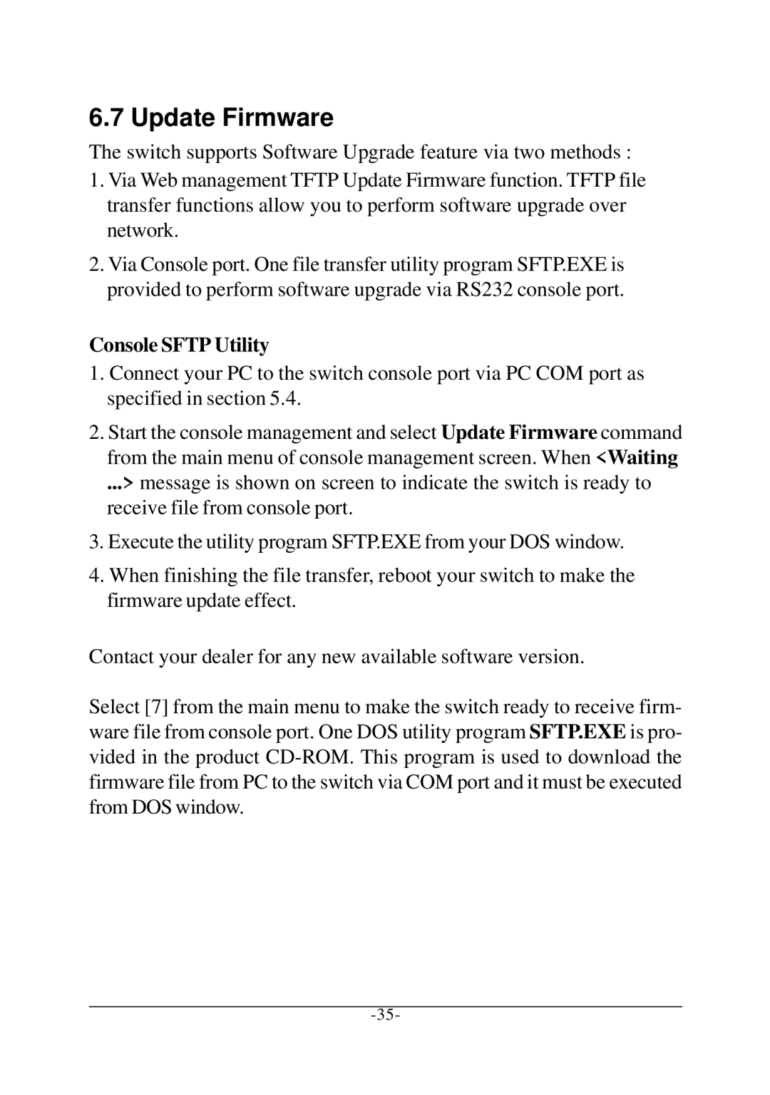 Xerox KS-801 operation manual Update Firmware, Console Sftp Utility 