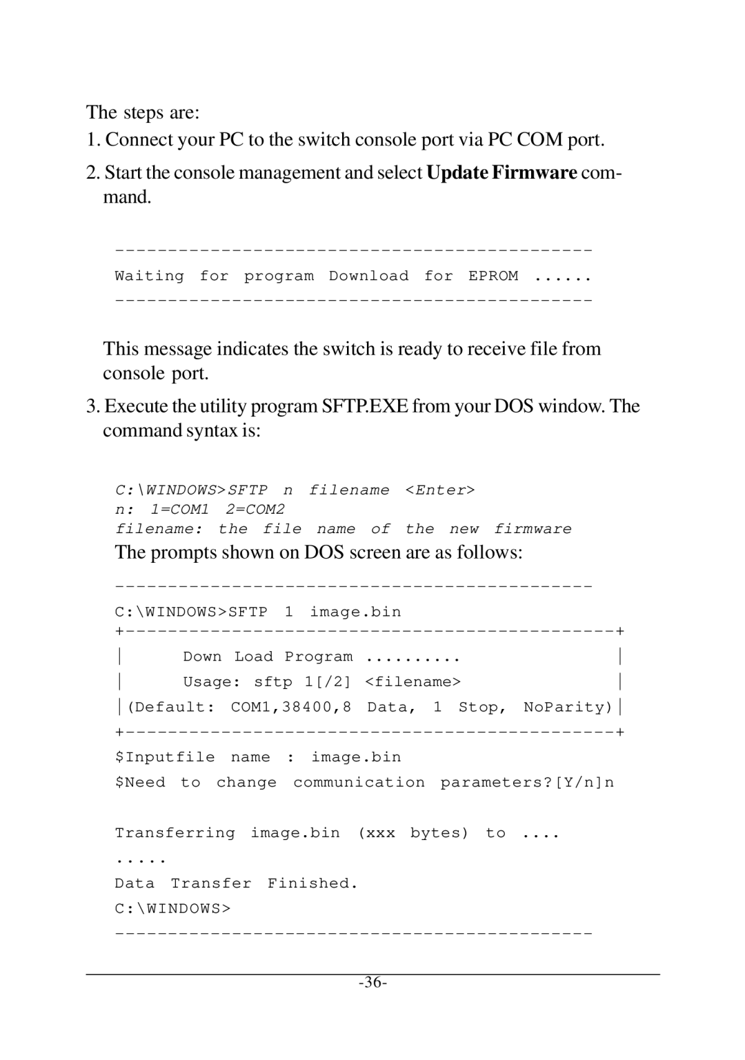 Xerox KS-801 operation manual Prompts shown on DOS screen are as follows, Windowssftp 