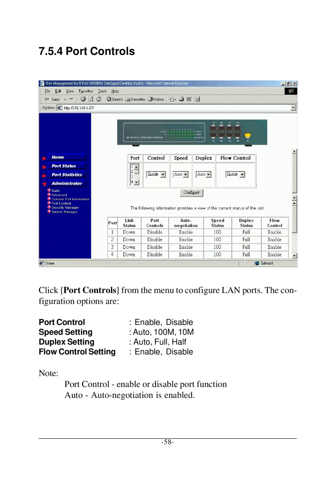 Xerox KS-801 operation manual Port Controls 