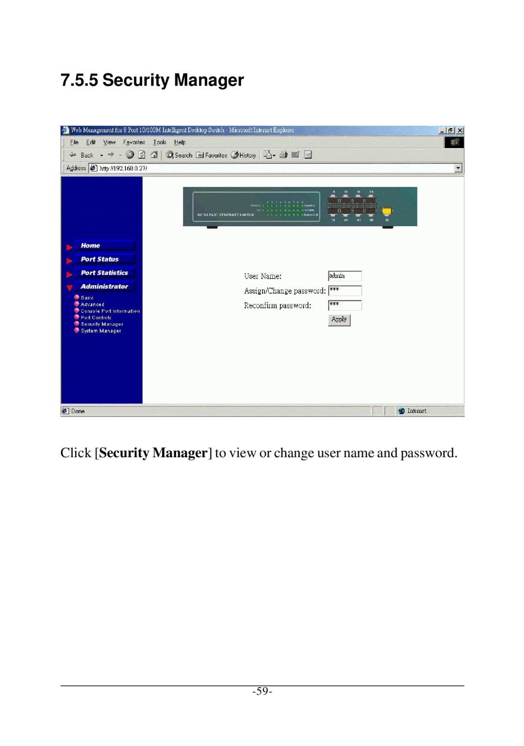 Xerox KS-801 operation manual Security Manager 