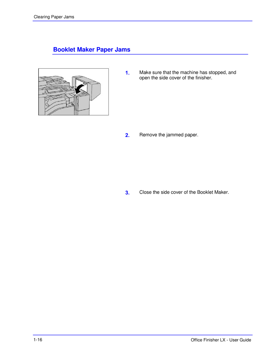 Xerox LX manual Booklet Maker Paper Jams 