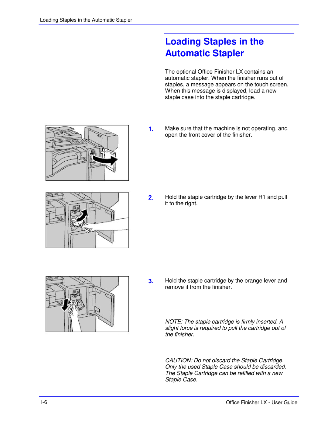 Xerox LX manual Loading Staples in the Automatic Stapler 