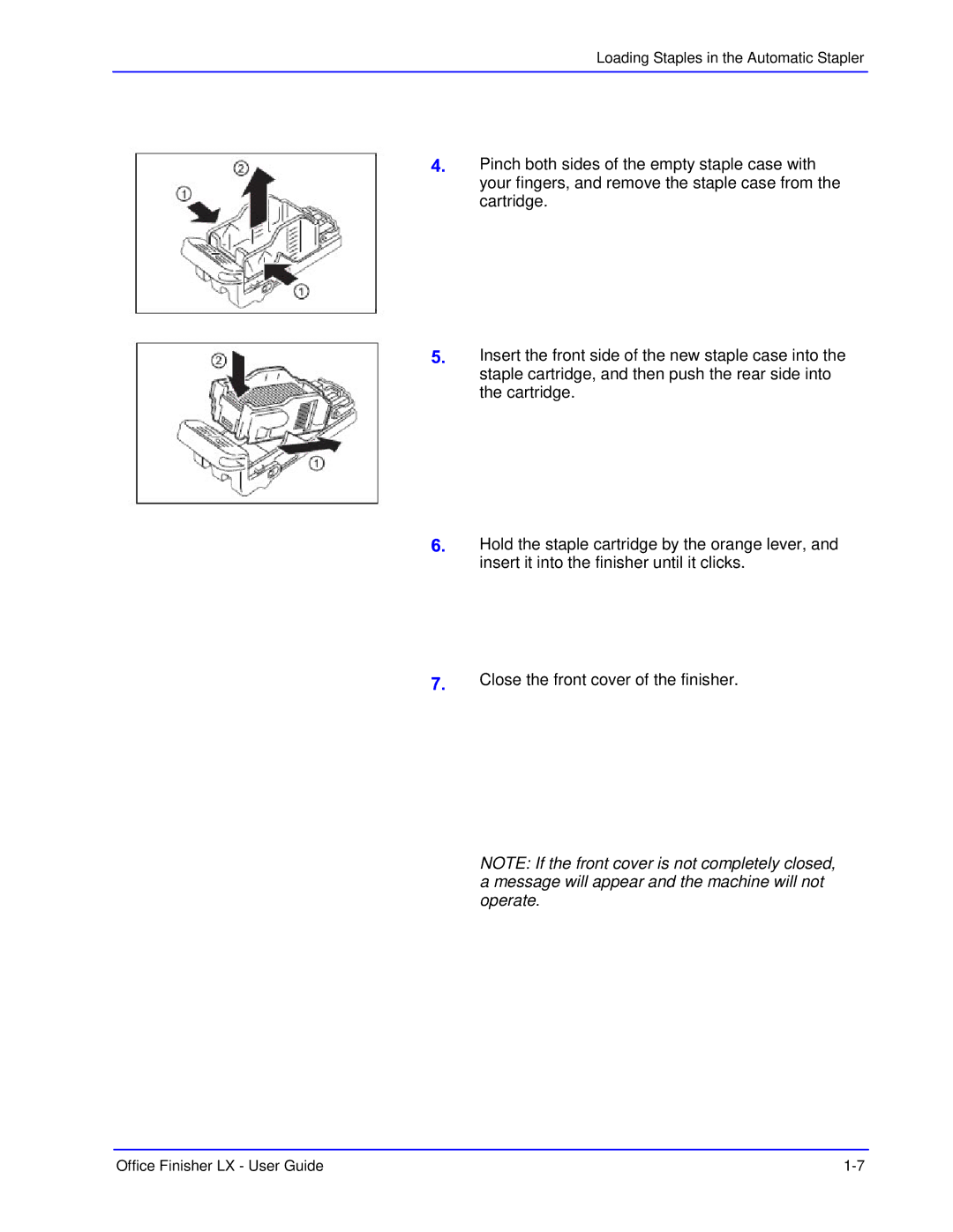 Xerox LX manual Loading Staples in the Automatic Stapler 