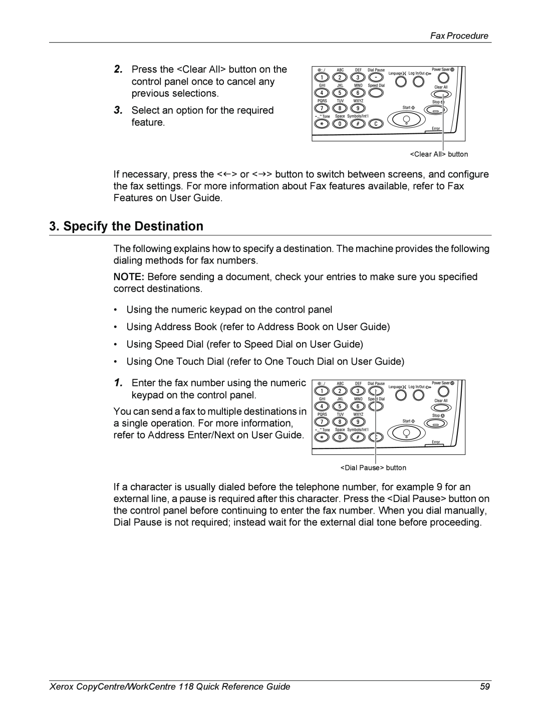 Xerox M118i, C118 manual Specify the Destination 