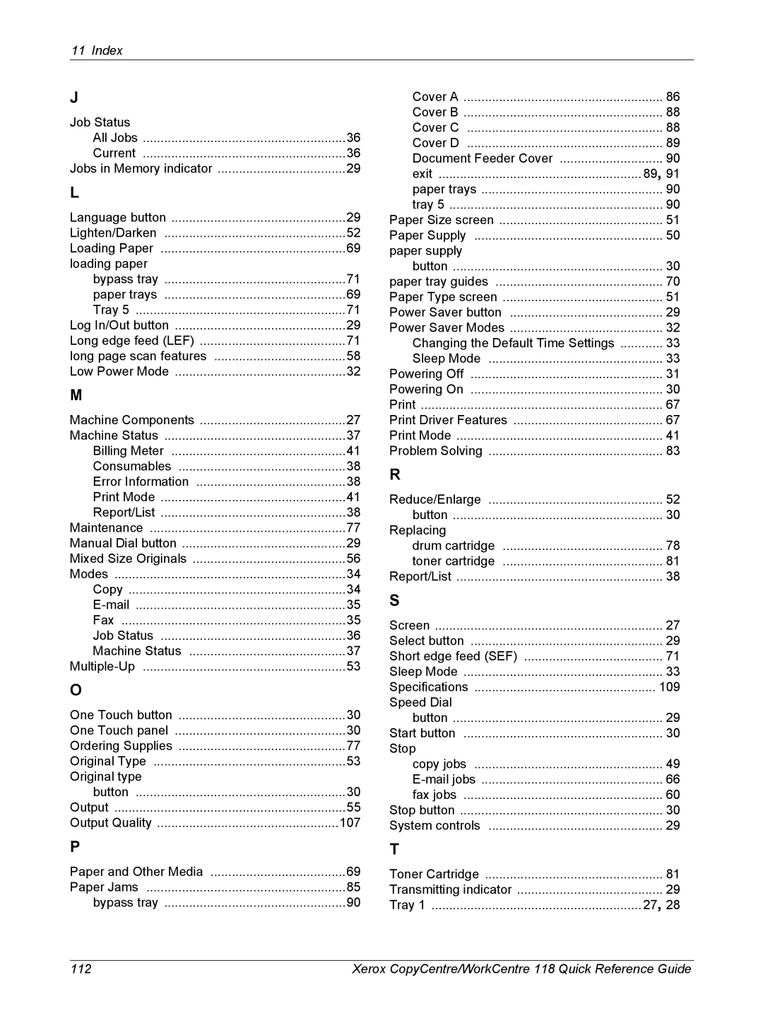 Xerox M118i, C118 manual Xerox CopyCentre/WorkCentre 118 Quick Reference Guide 