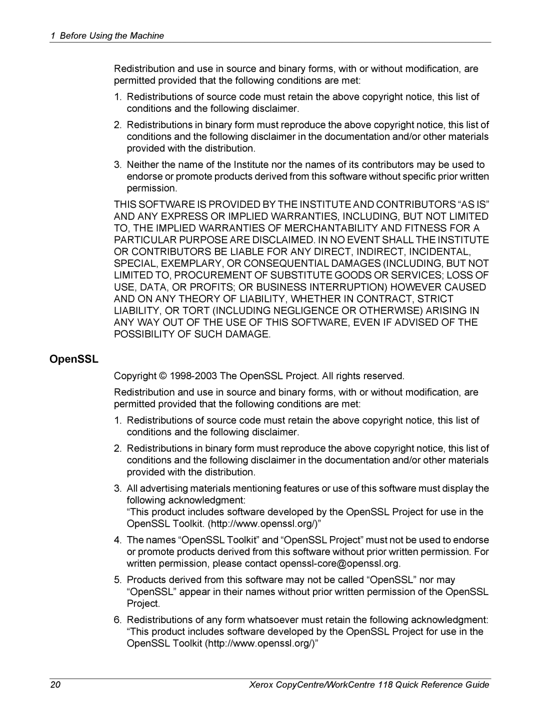 Xerox M118i, C118 manual OpenSSL 