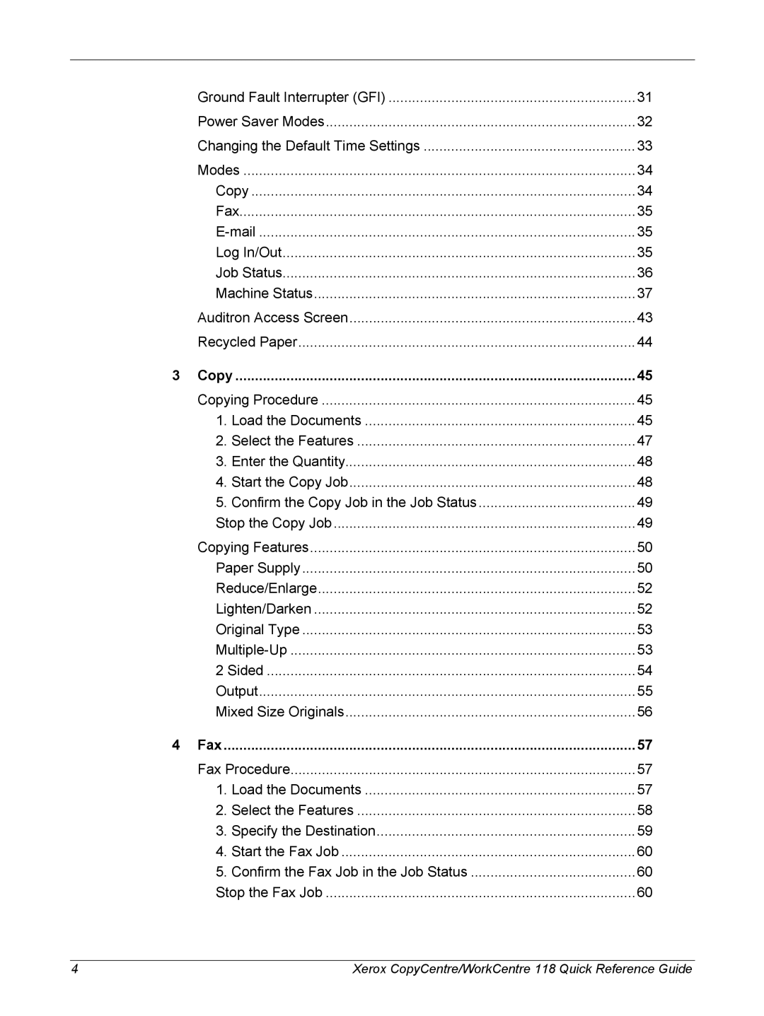 Xerox M118i, C118 manual Copy, Fax 