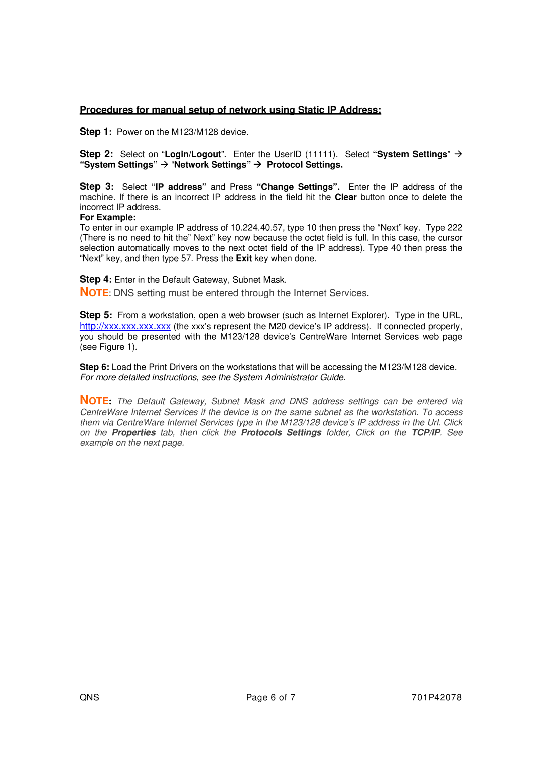 Xerox M123, M128 setup guide For Example 