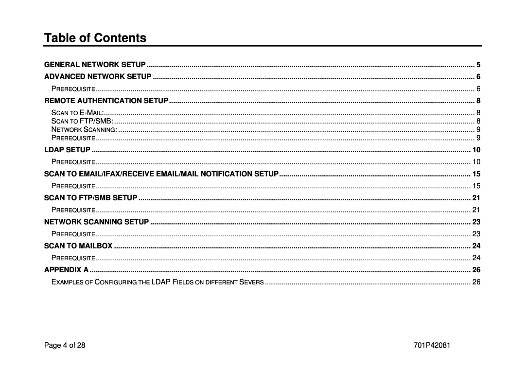 Xerox M123/M128 manual Table of Contents 
