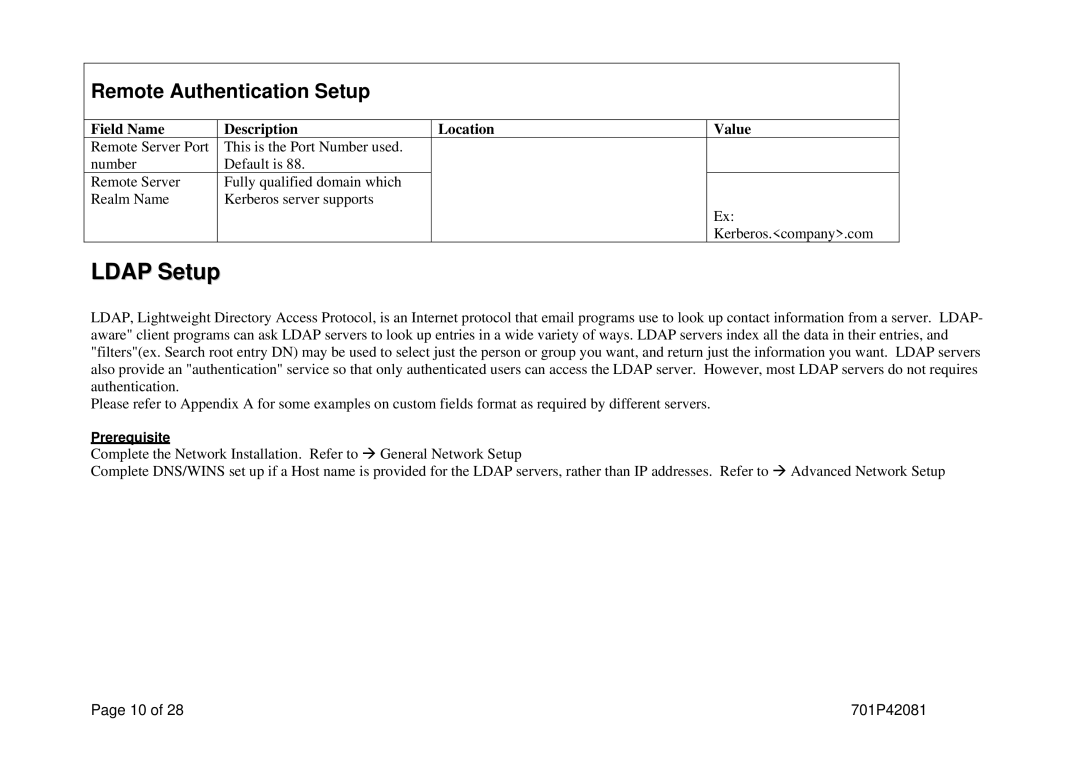 Xerox M123/M128 manual Ldap Setup 