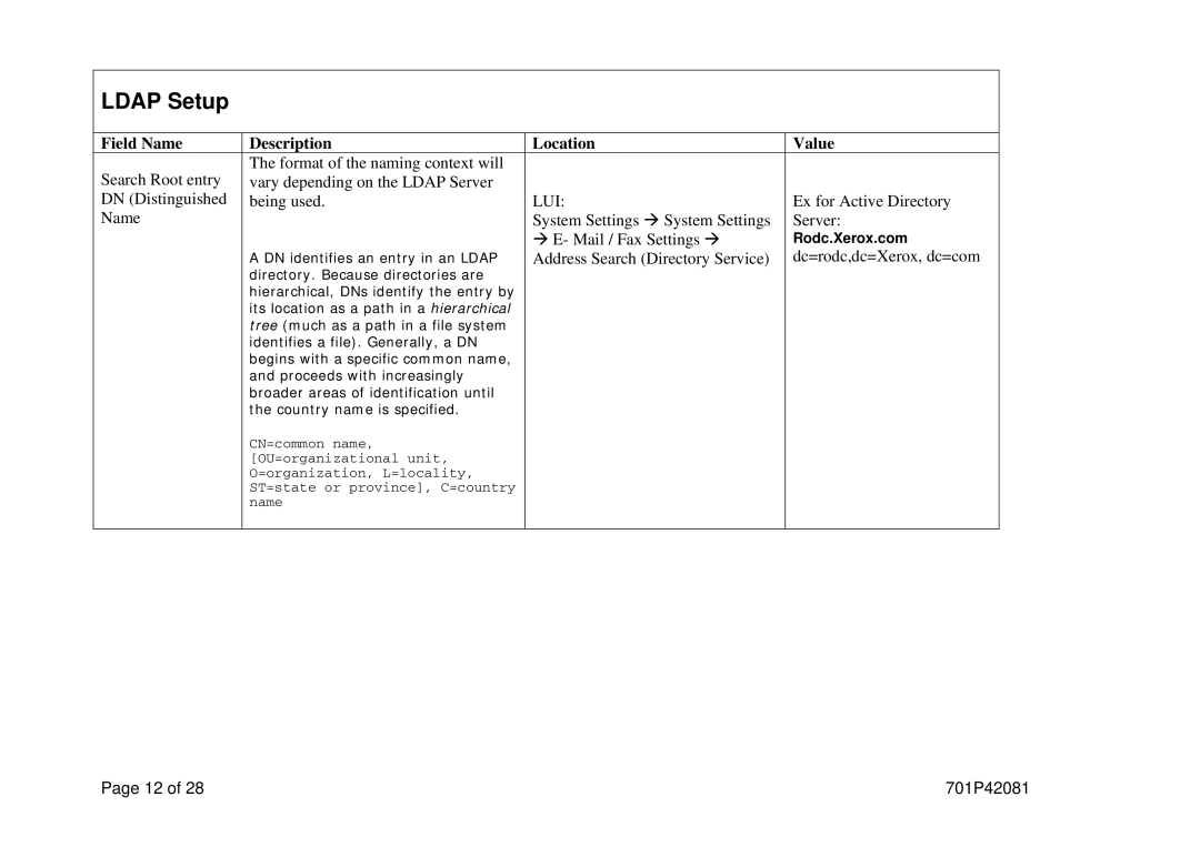 Xerox M123/M128 manual Ex for Active Directory 