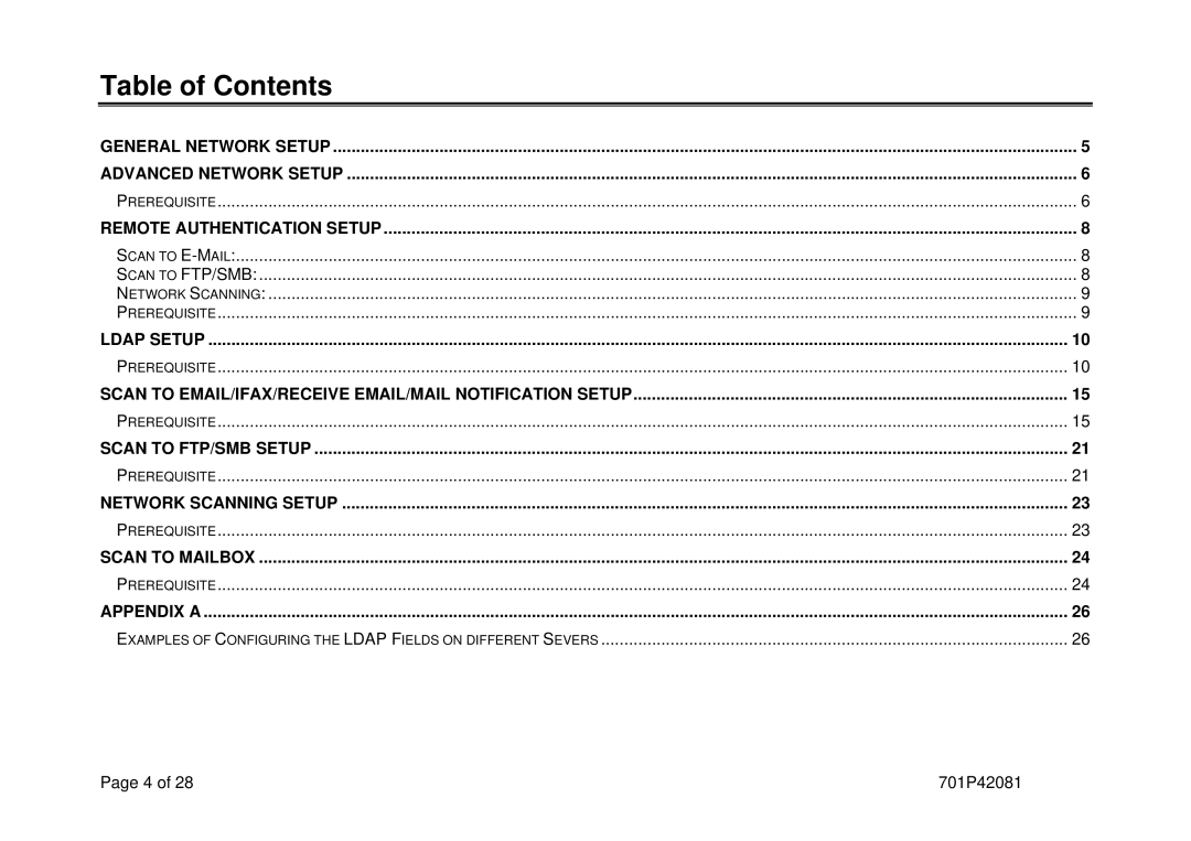 Xerox M123/M128 manual Table of Contents 