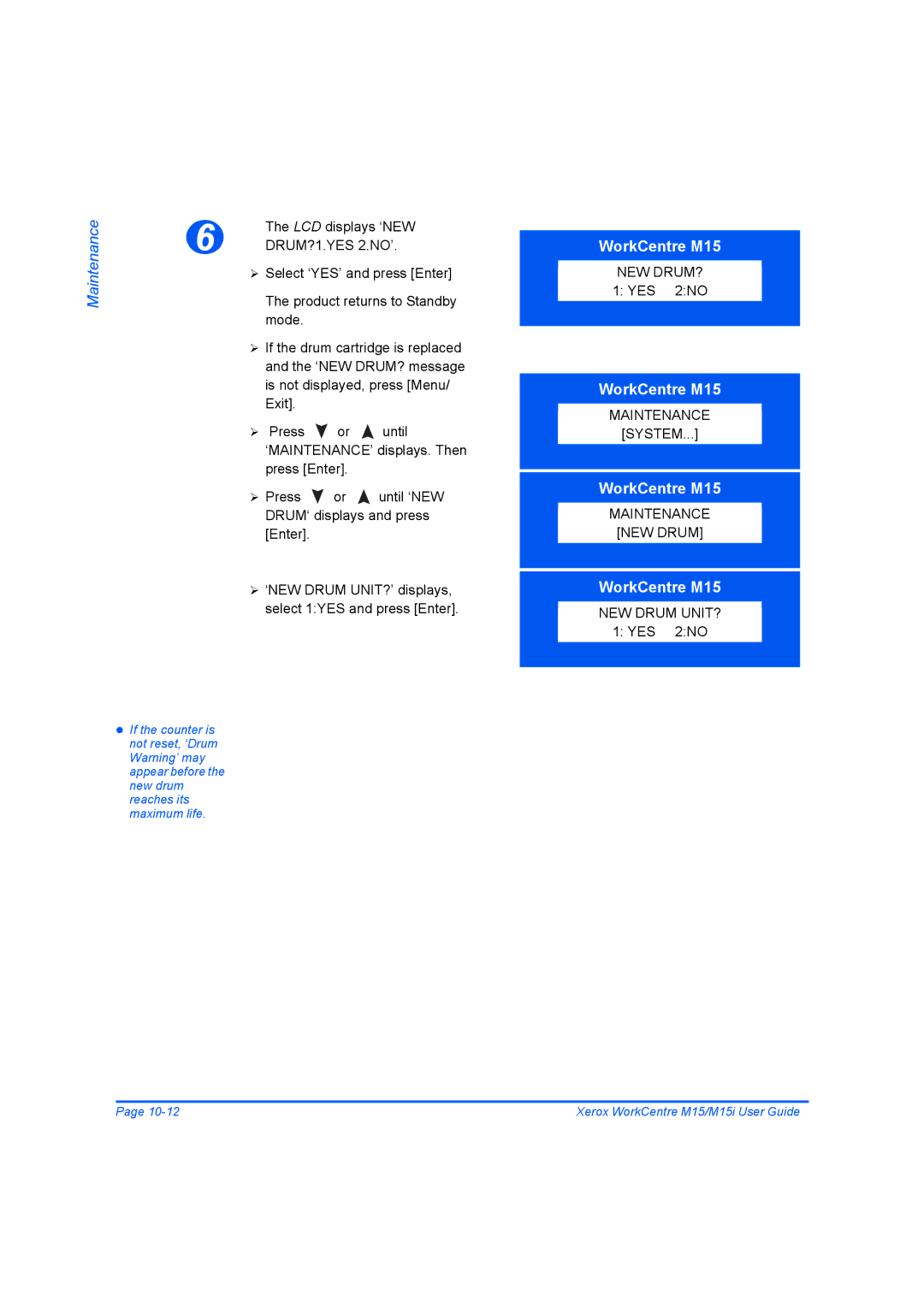 Xerox M15 manual Maintenance System 