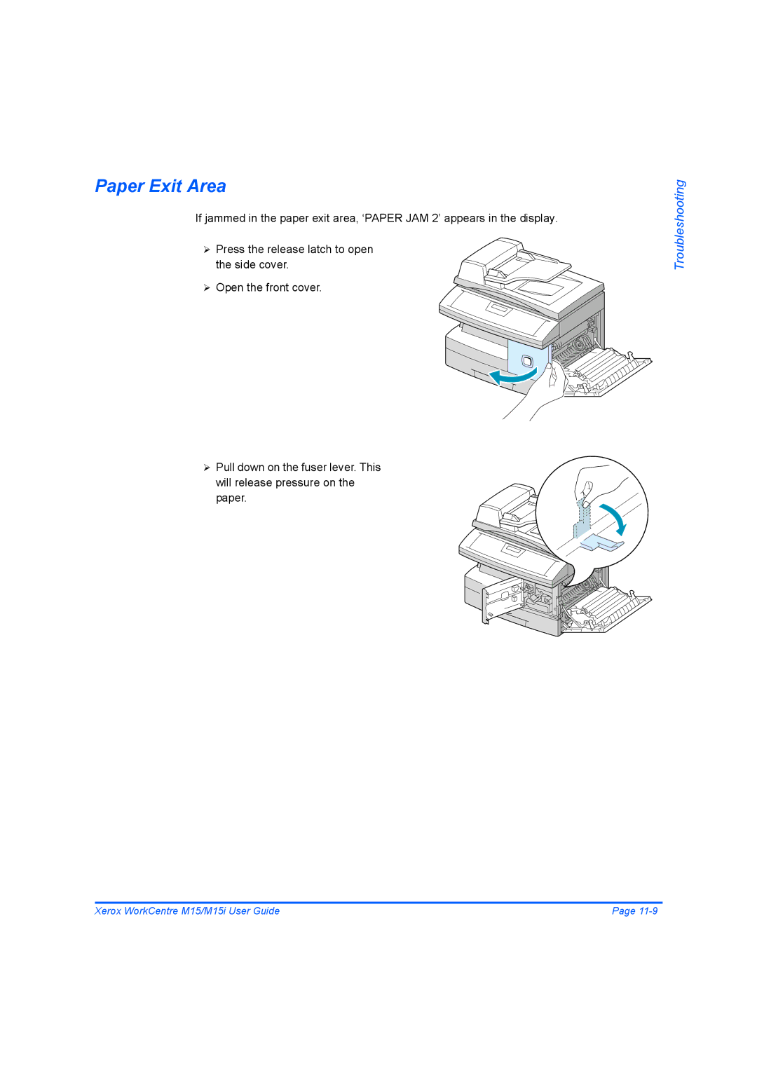 Xerox M15 manual Paper Exit Area 