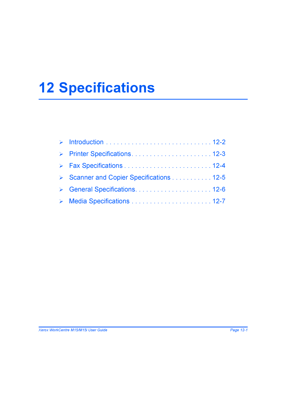 Xerox M15 manual Specifications 