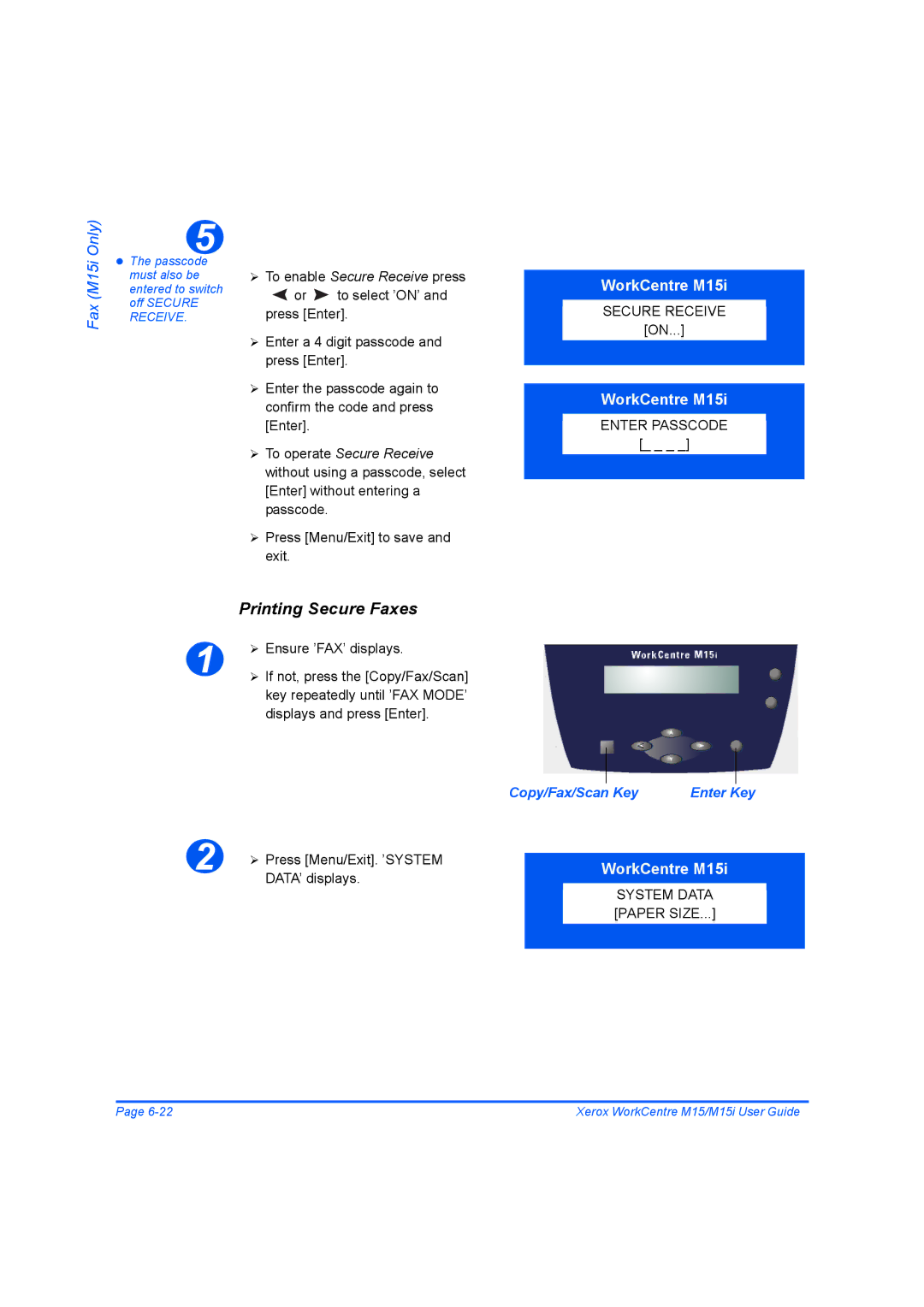 Xerox M15 manual Printing Secure Faxes 