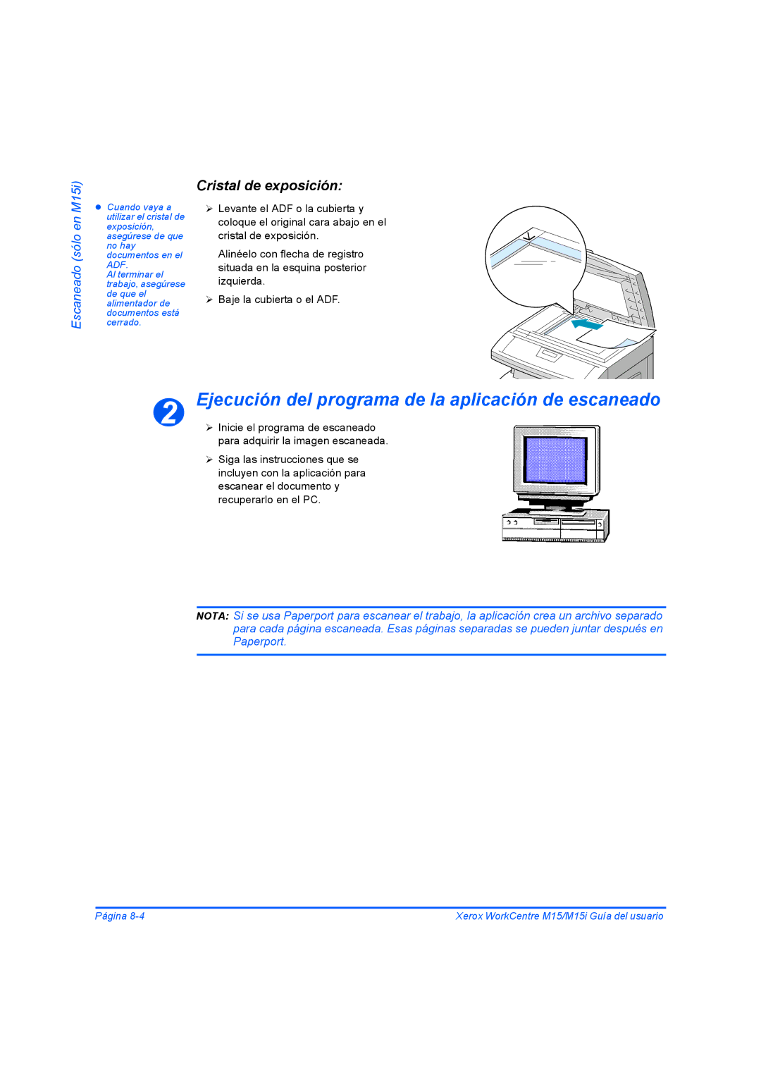 Xerox M15I manual Ejecución del programa de la aplicación de escaneado 