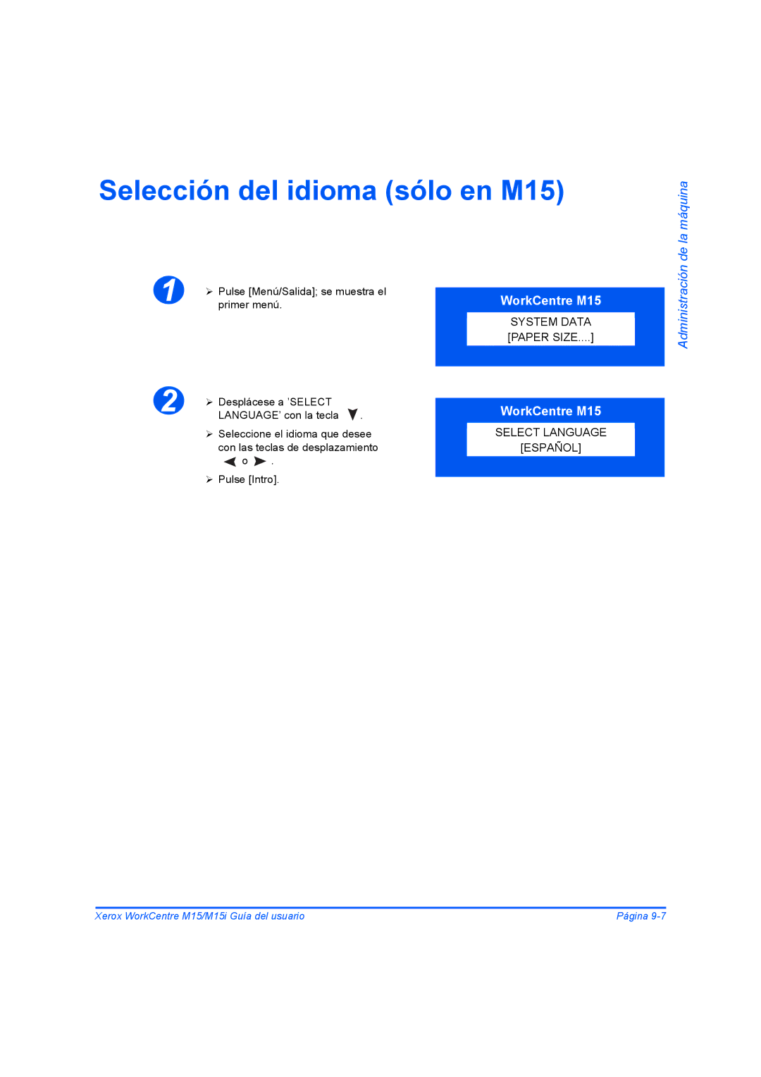 Xerox M15I manual De la máquina, Administración 