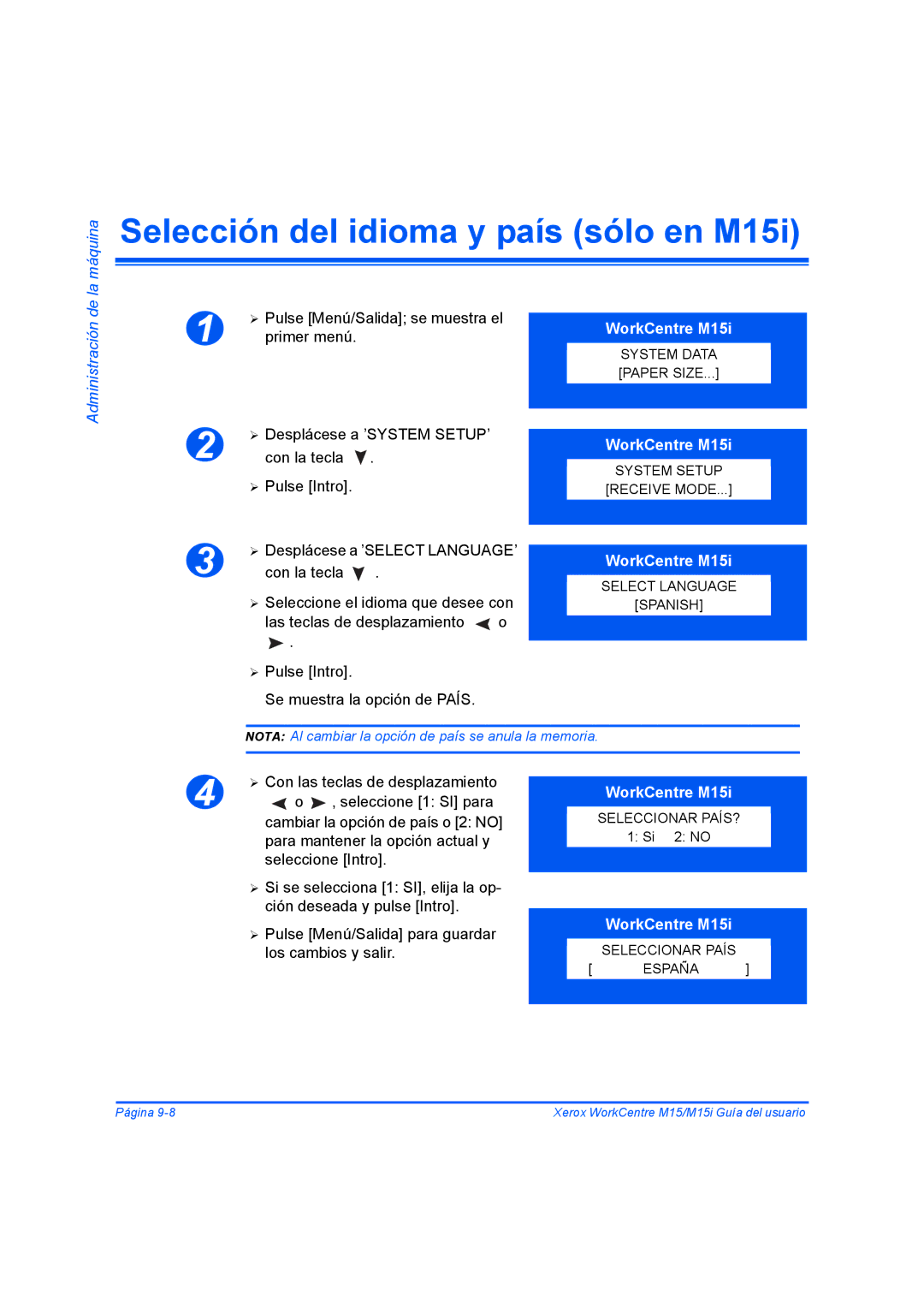 Xerox M15I manual La máquina, Administración de 