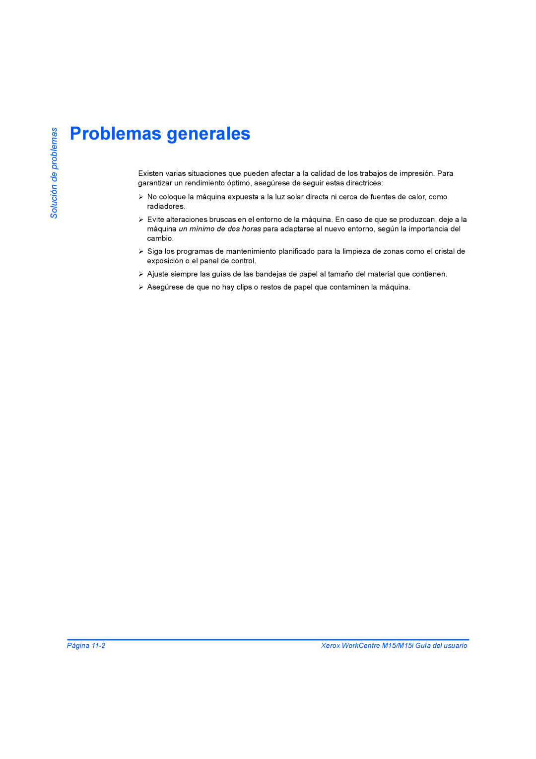 Xerox M15I manual Problemas generales, Solución de problemas 