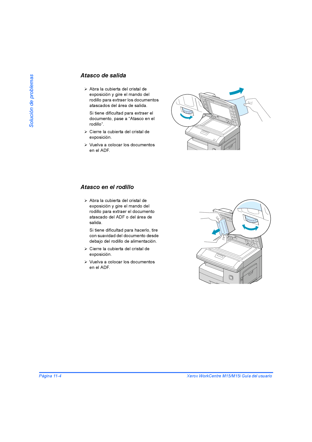 Xerox M15I manual Atasco de salida, Atasco en el rodillo 