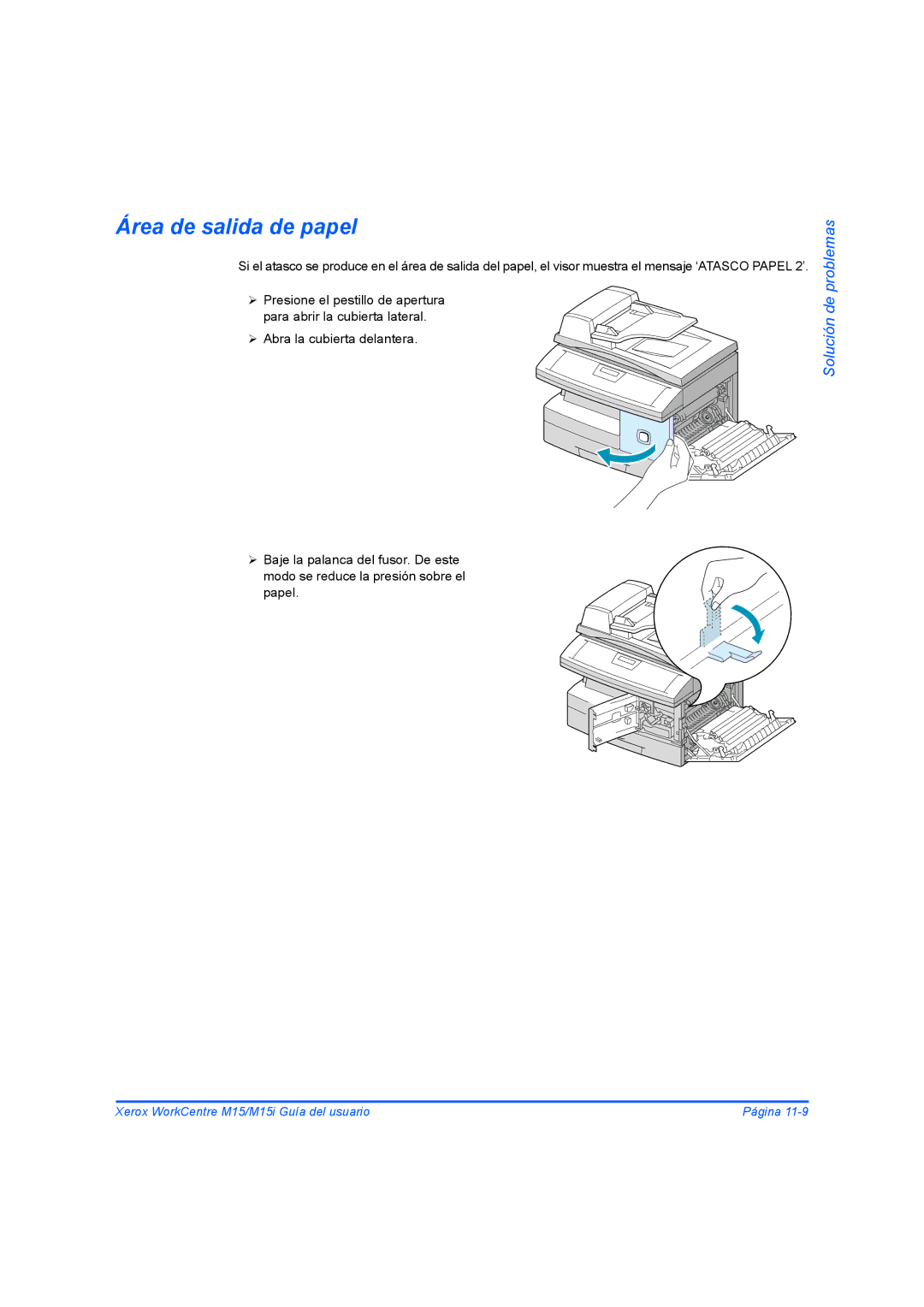 Xerox M15I manual Área de salida de papel 