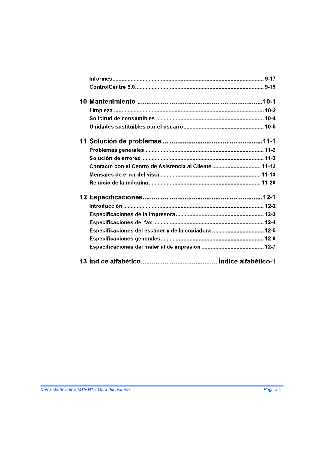 Xerox M15I manual Mantenimiento 10-1 