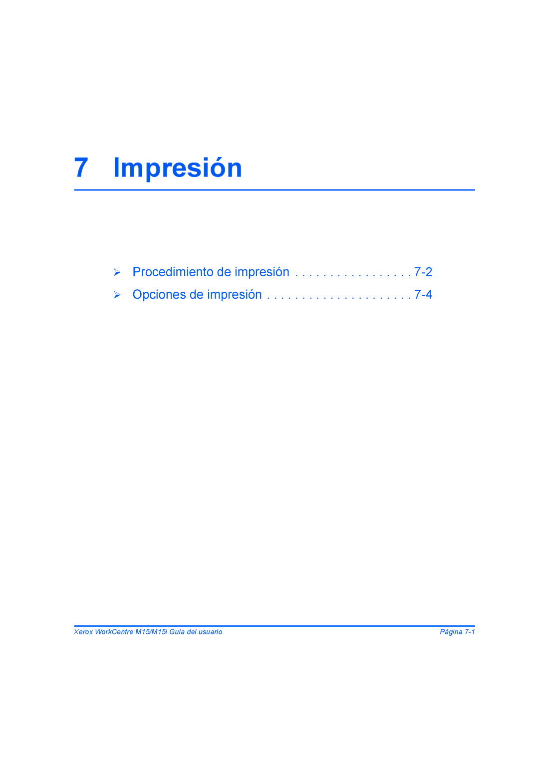 Xerox M15I manual Impresión 