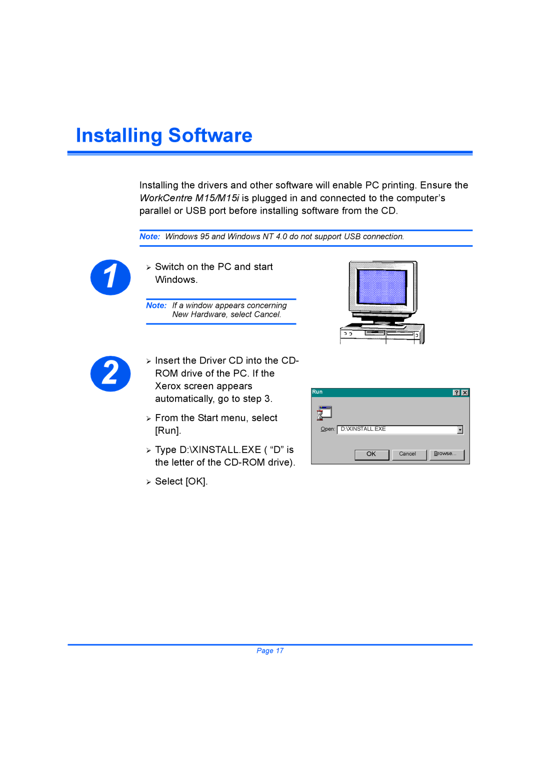 Xerox M15I quick start Installing Software 