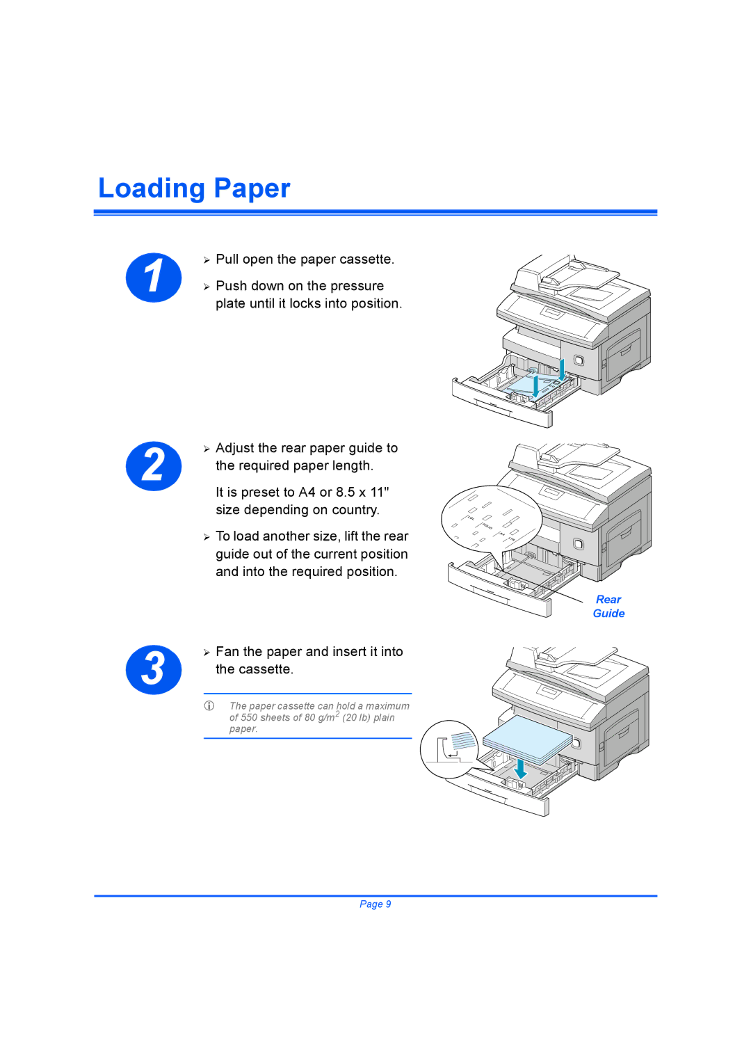 Xerox M15I quick start Loading Paper 