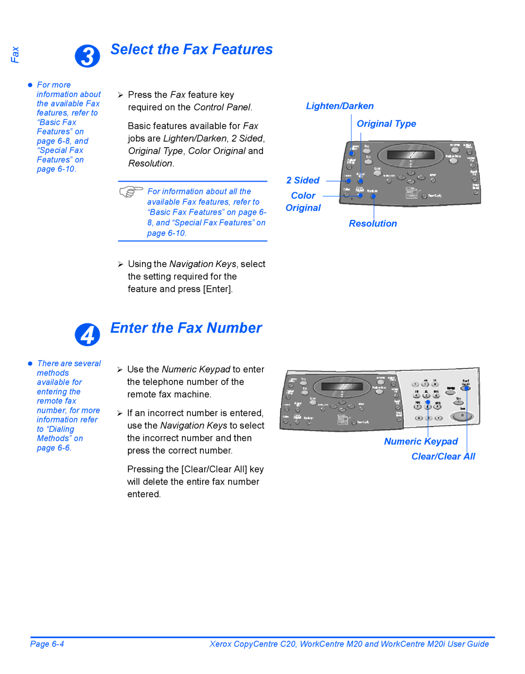 Xerox M20I manual Enter the Fax Number, Lighten/Darken Original Type Sided Color Resolution 